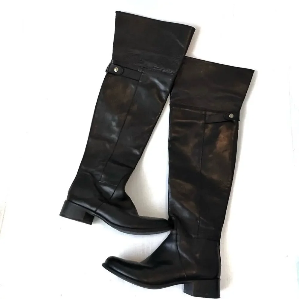Stelle Monelle over the knee fold down black leather riding boots size 39 / 8.5